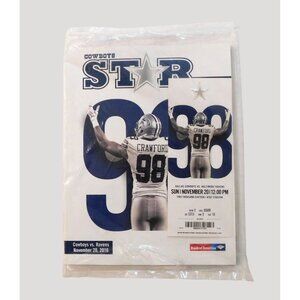 Dallas Cowboys Star Gameday Program Ticket Tyrone Crawford Ravens 11/20/16 New